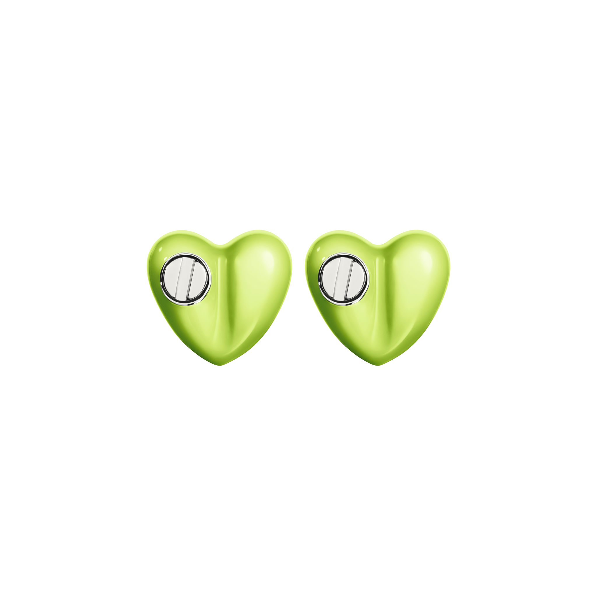 A detail of Heart Studs with Screw Mini in Cody Green